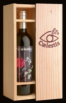 Caelestis coffret avec le vin en biodynamie avec l'tiquette de Peter Doig